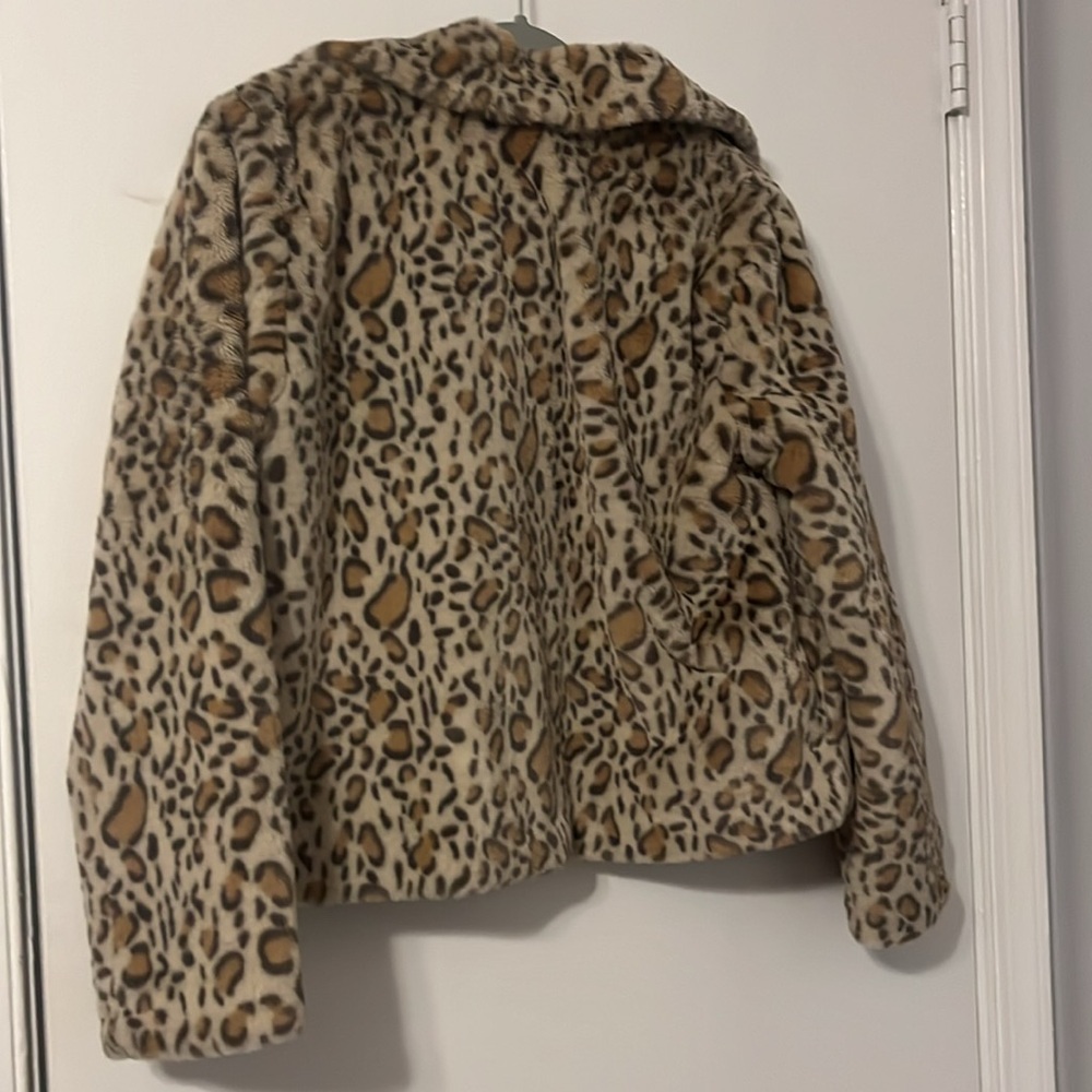 1. State Animal Leopard Print Faux Fur Jacket Woman’s M - Picture 3 of 3